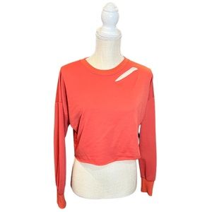 Distressed red crop top crewneck sweatshirt. Size: Small